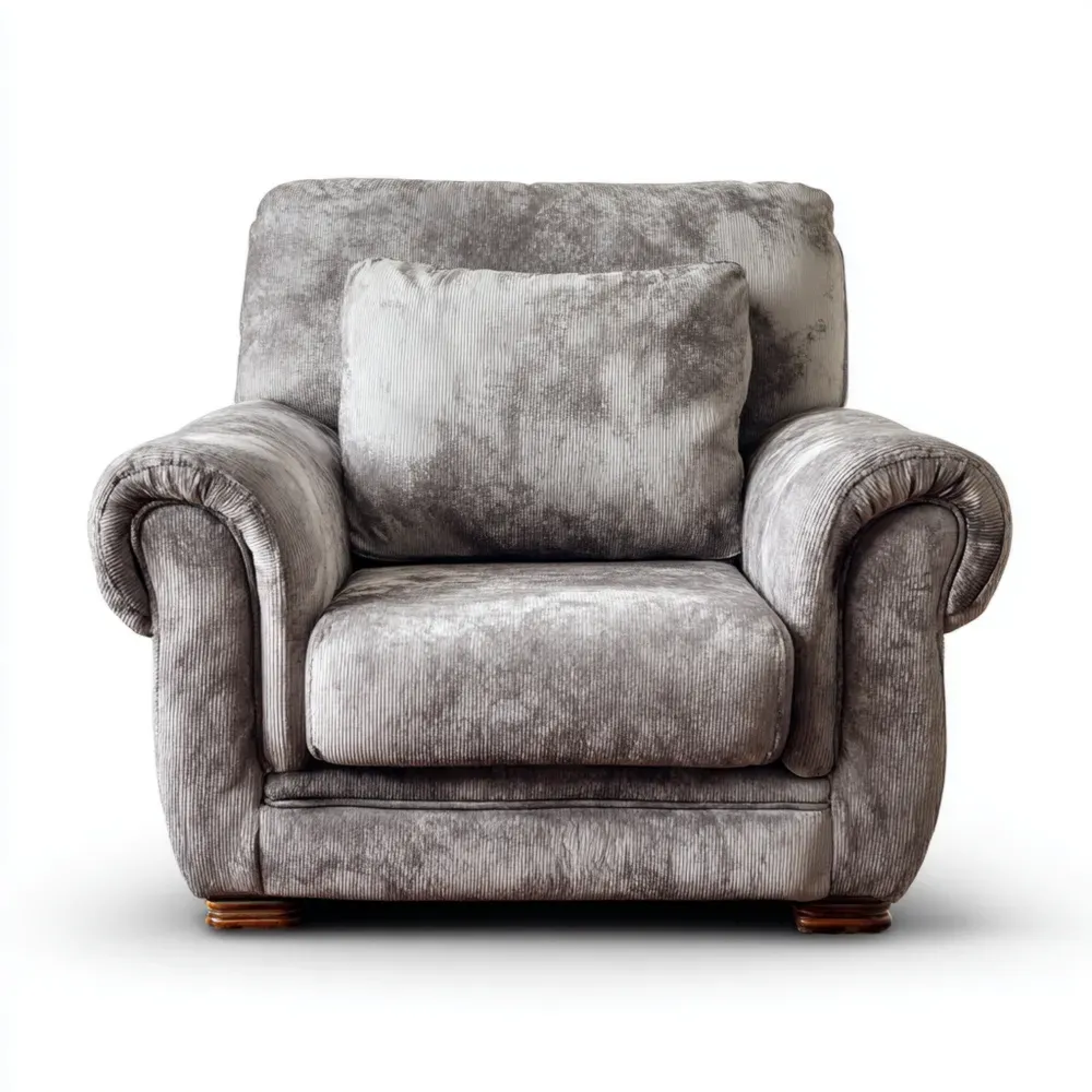 Sillón tapizado en tela 90x95x100 cm - Gris - Diseño clásico-Cournhaus