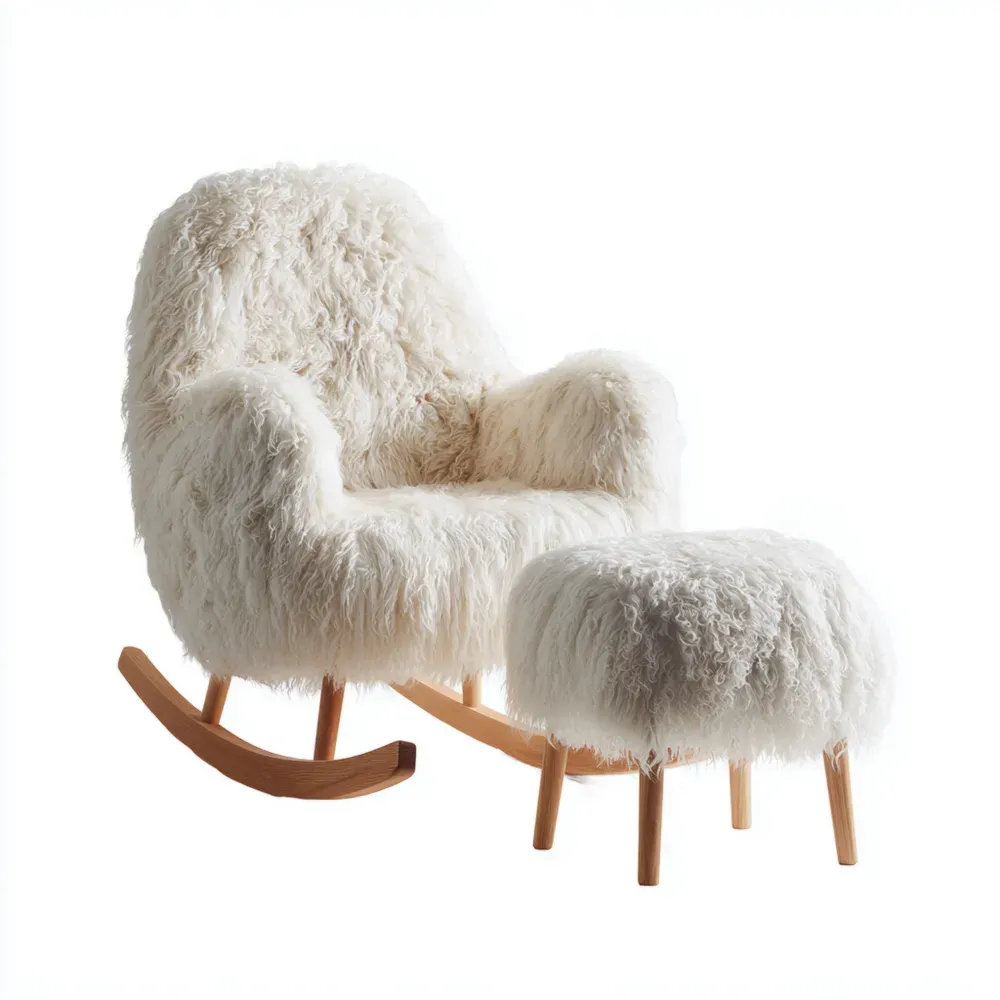 Mecedora de Felpa Sintética 80x75x100 cm - Blanco - Estilo Escandinavo-Cournhaus