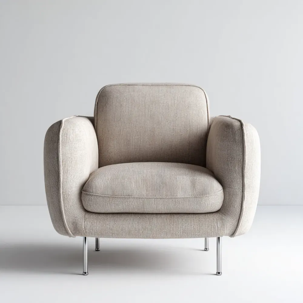 Sillón Tapizado en Tela 85x90x85 cm - Beige - Diseño Moderno-Cournhaus