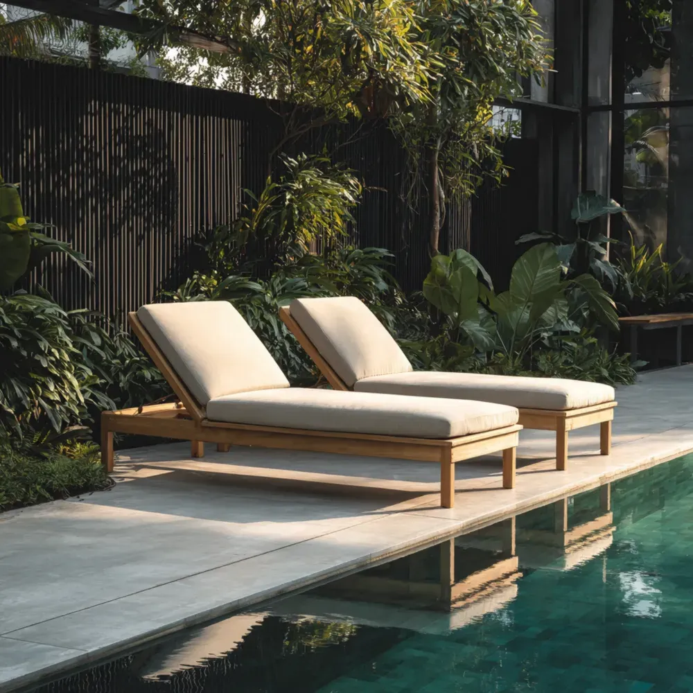 Tumbona de Jardín Madera 200x75x35 cm – Beige – Diseño Moderno-Cournhaus