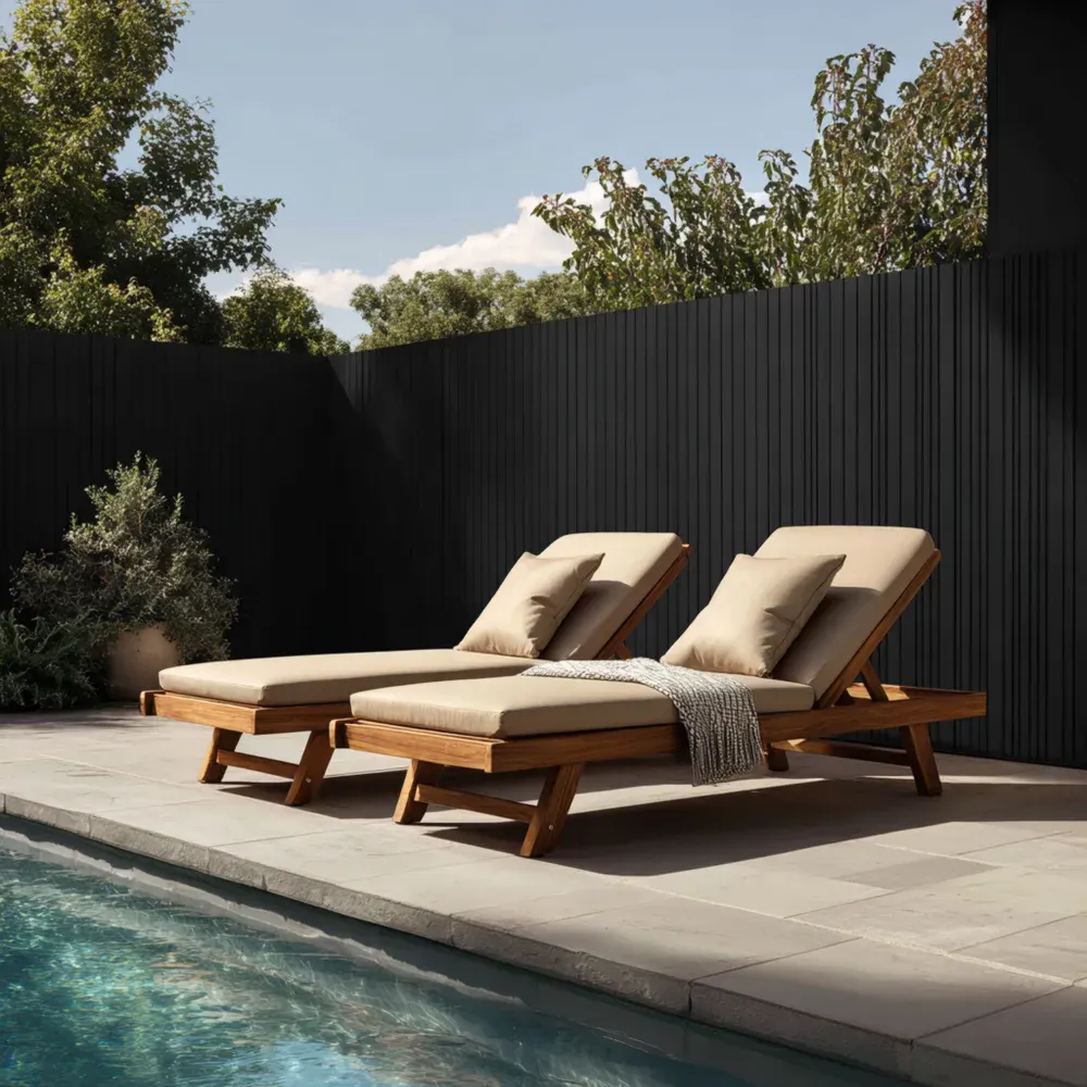 Tumbona de Jardín Madera de Teca 200x70x90 cm Beige - Diseño Contemporáneo-Cournhaus