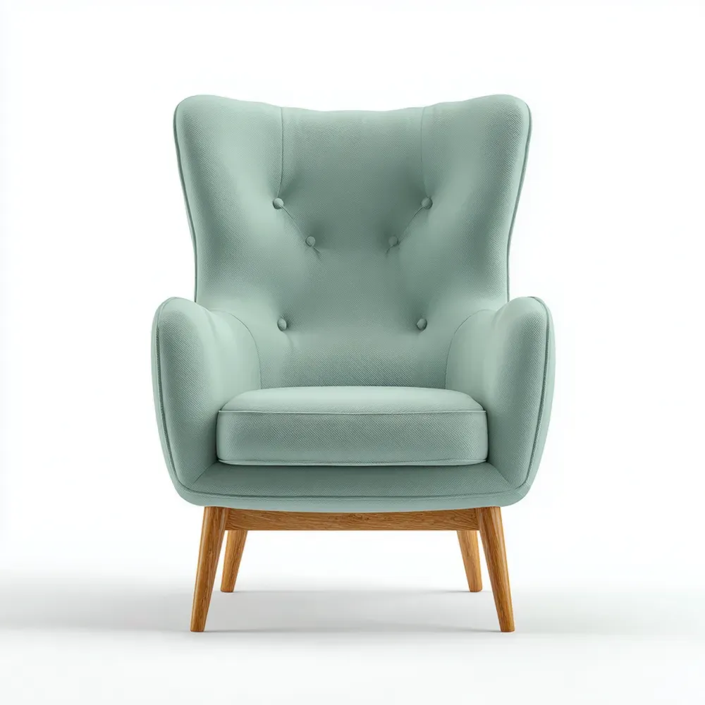 Sillón tapizado en tela Verde Menta - 75x85x100 cm - Diseño escandinavo-Cournhaus
