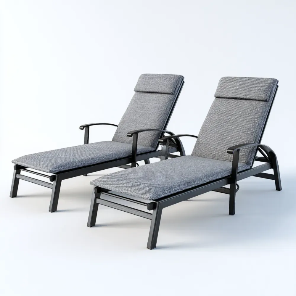 Tumbona para Patio 195x65x35 cm con Estructura de Metal y Cojín Gris – Diseño Moderno-Cournhaus