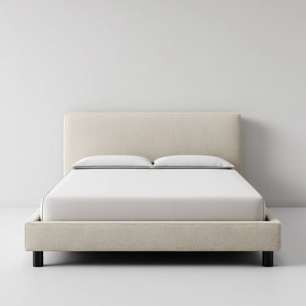 Cama Doble Tapizada 160x200x100 cm - Beige - Diseño Moderno-Cournhaus