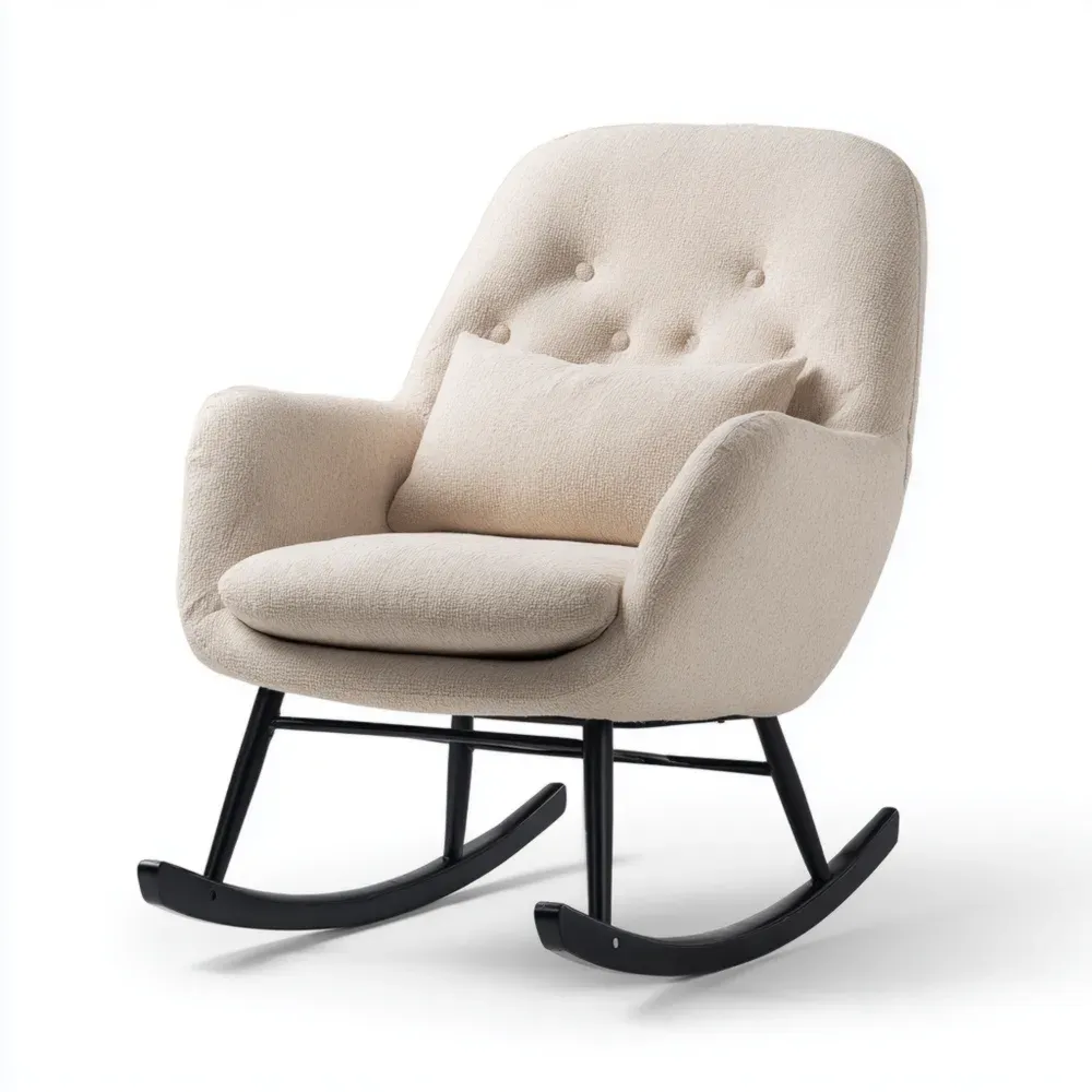Silla mecedora tapizada 80x90x100 cm – Beige – Estilo moderno-Cournhaus