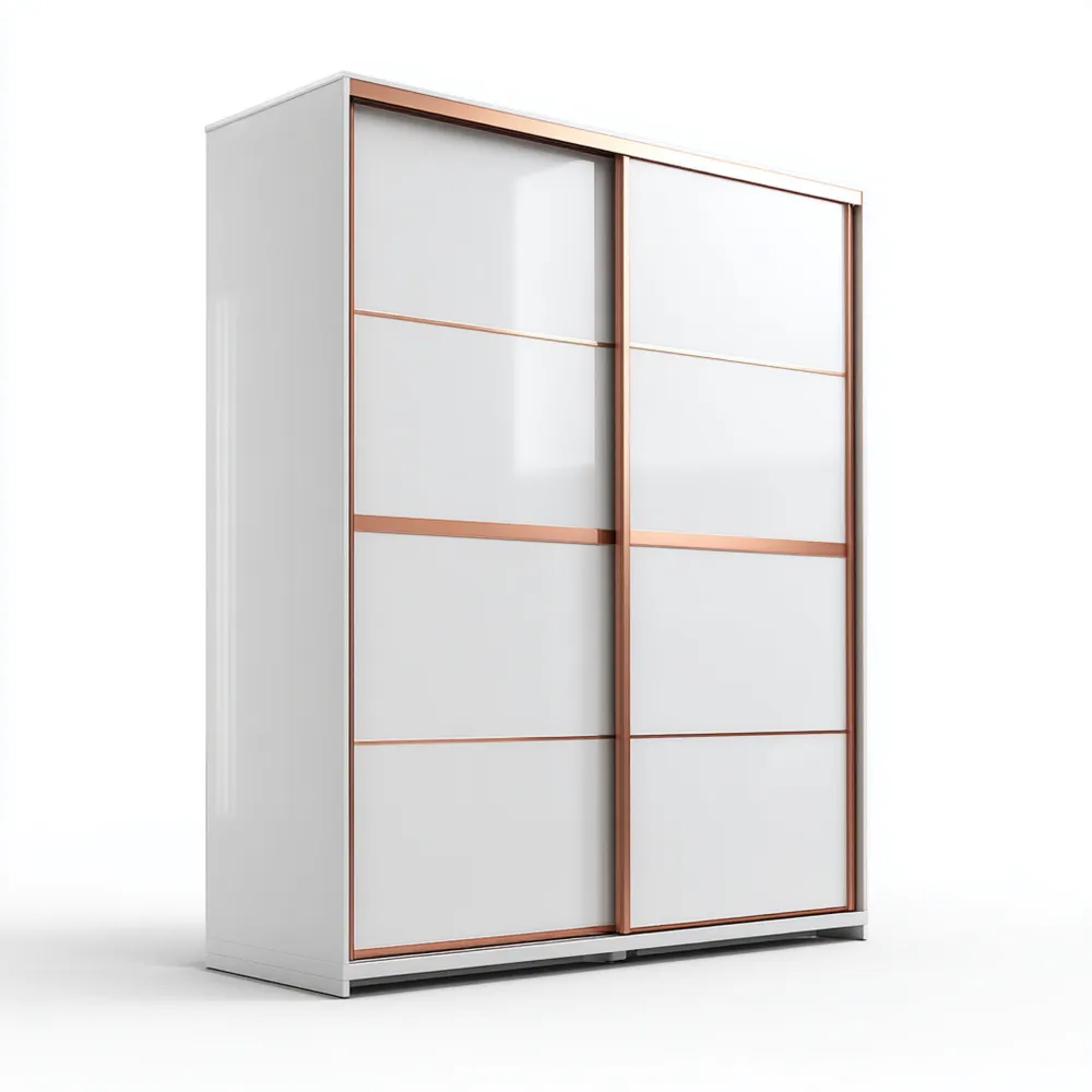 Armario de Puertas Corredizas de Melamina 200x60x180 cm - Blanco/Cobre-Wynnahome