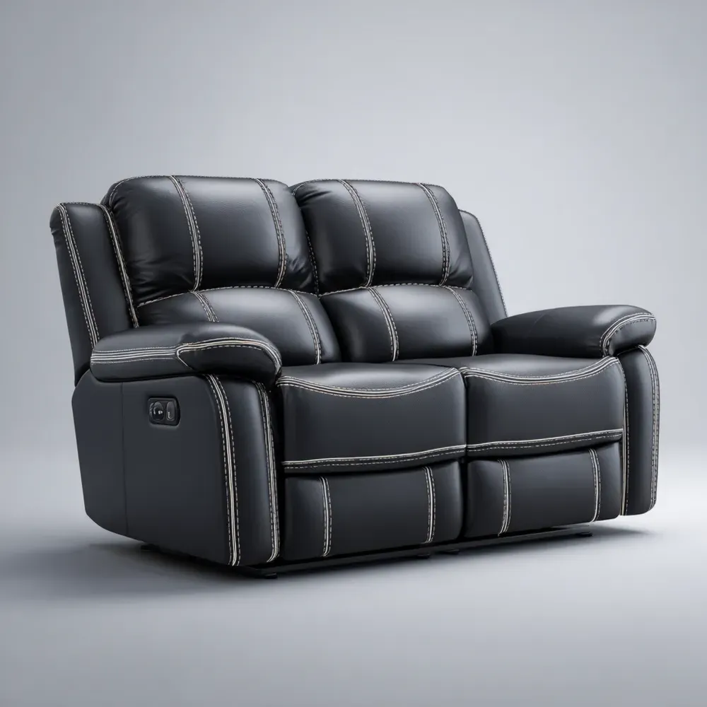 Sofá reclinable de piel sintética 150x90x95 cm - Negro - Diseño moderno-Wynnahome