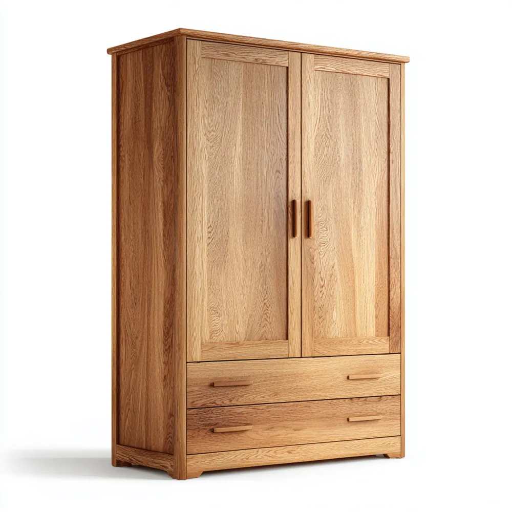 Armario de madera maciza 120x200x60 cm – Roble – Diseño clásico-Wynnahome