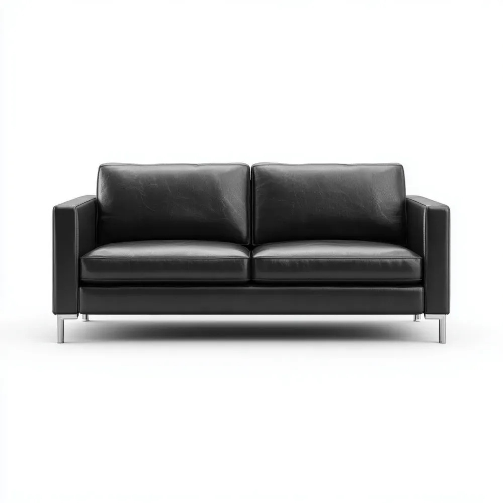 Sofá de dos plazas 150x85x75 cm Piel Sintética Negro – Diseño Contemporáneo-Wynnahome