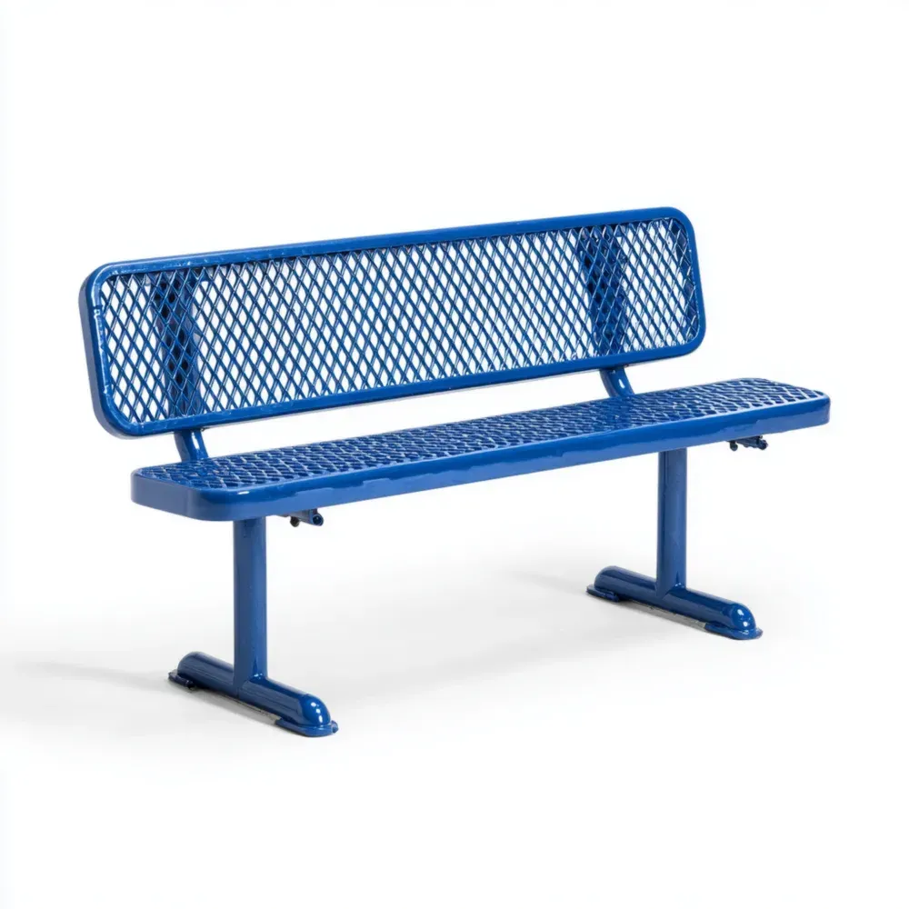 Banco de jardín de metal 150x45x80 cm - Azul-Wynnahome