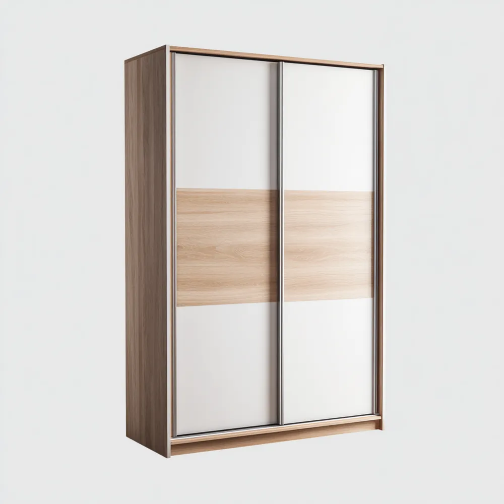 Armario de Puertas Correderas 200x60x240 cm - Blanco/Roble - Diseño Moderno-Wynnahome