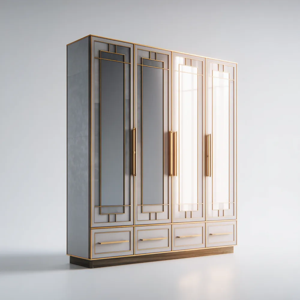 Armario de Madera 190x60x240 cm – Blanco/Gris – Diseño Moderno-Wynnahome