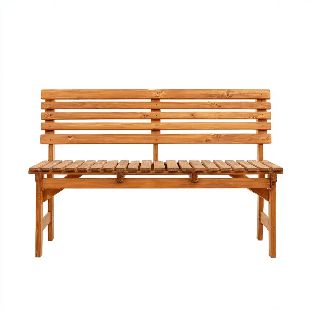 Banco de Jardín de Madera Maciza 120x45x75 cm - Marrón Natural - Diseño Clásico-Wynnahome