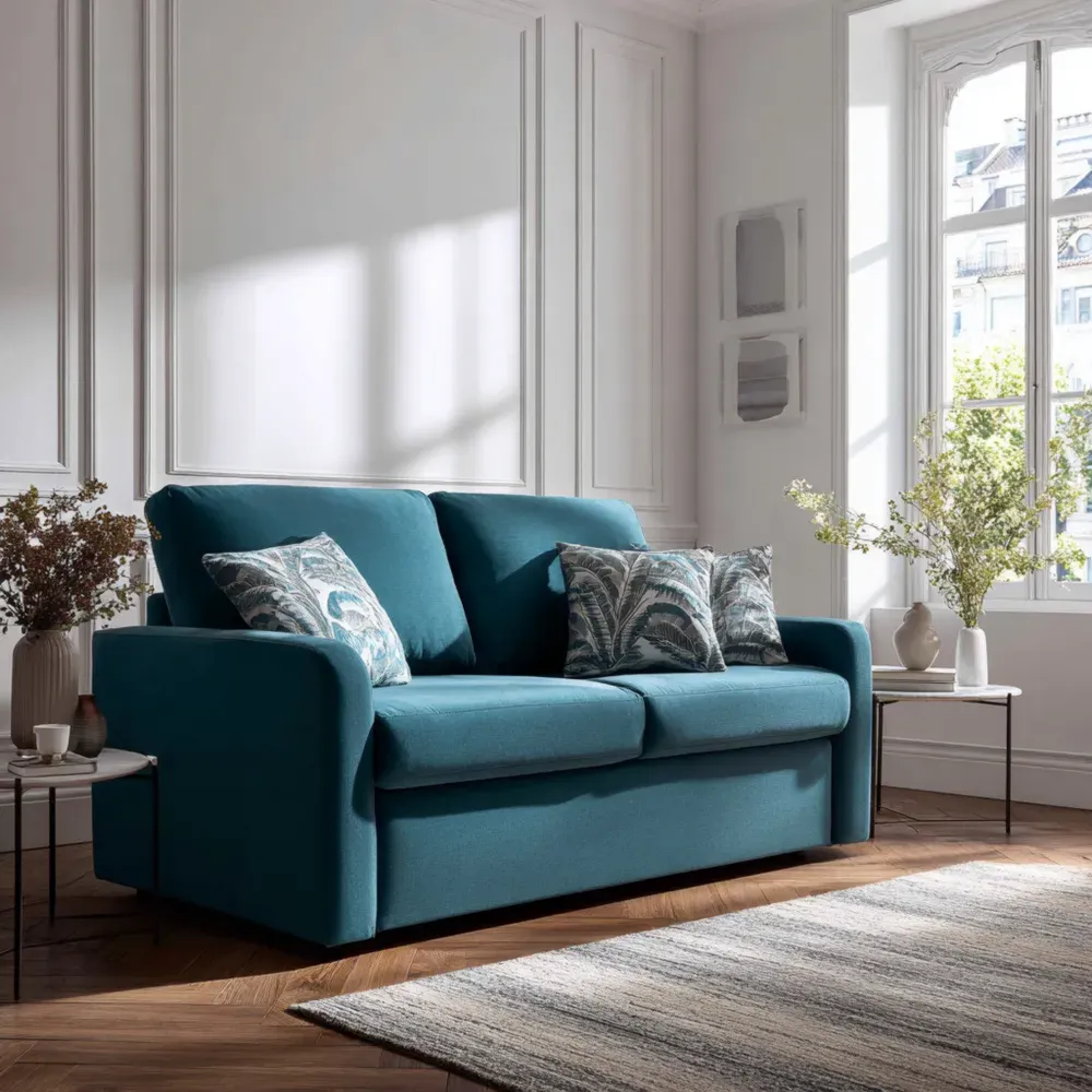 Sofá de tela 180x90x95 cm - Azul - Diseño moderno-Wynnahome