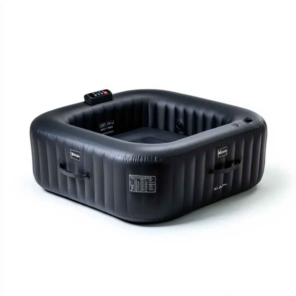 Jacuzzi Hinchable Cuadrado PVC 185x185x65 cm - Negro - Control Digital-Wynnahome
