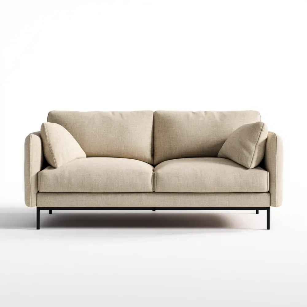 Sofá de dos plazas 180x90x85 cm Tapizado en Tela Beige – Diseño Contemporáneo-Wynnahome