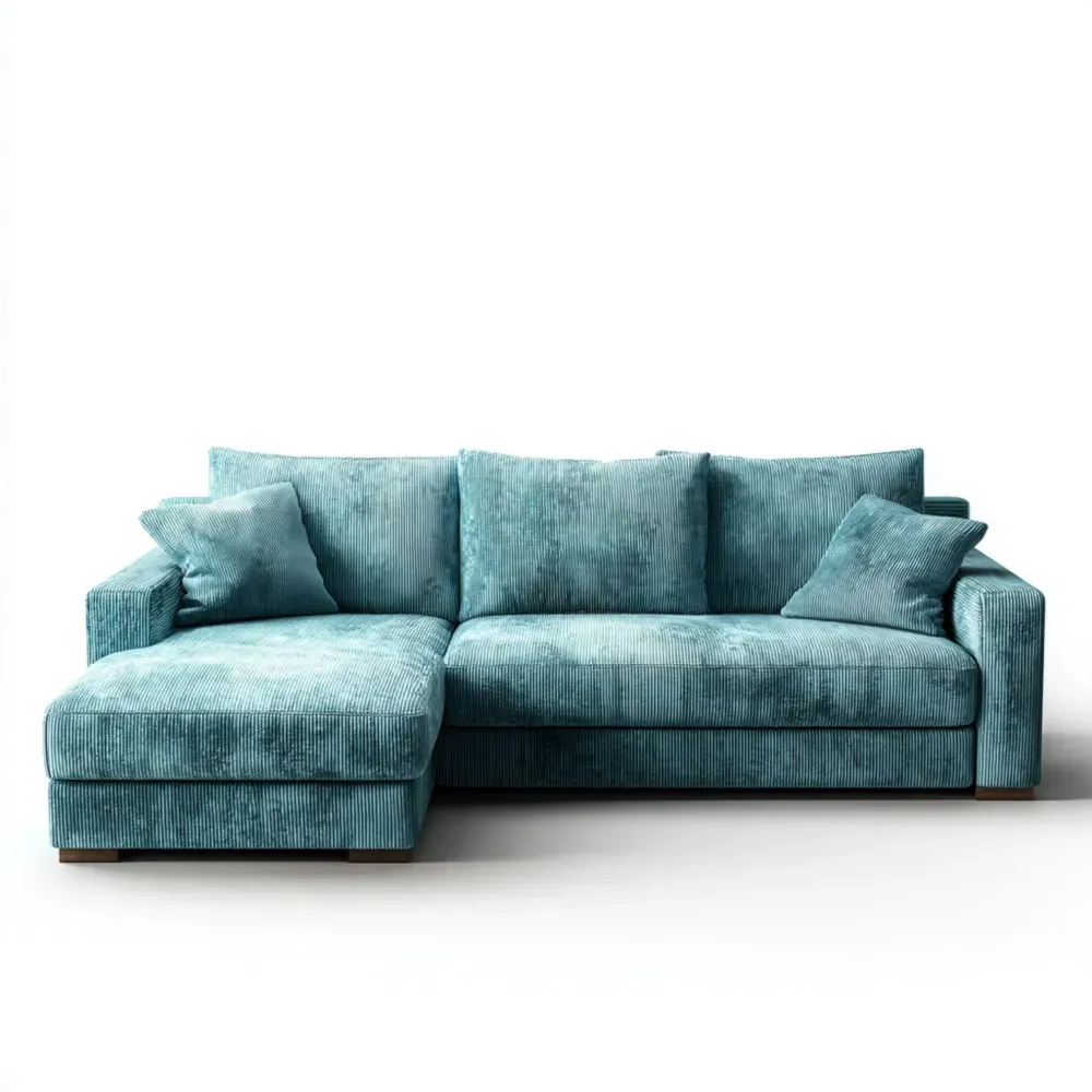 Sofá seccional de tela 280x150x85 cm – Azul Turquesa – Diseño contemporáneo-Wynnahome