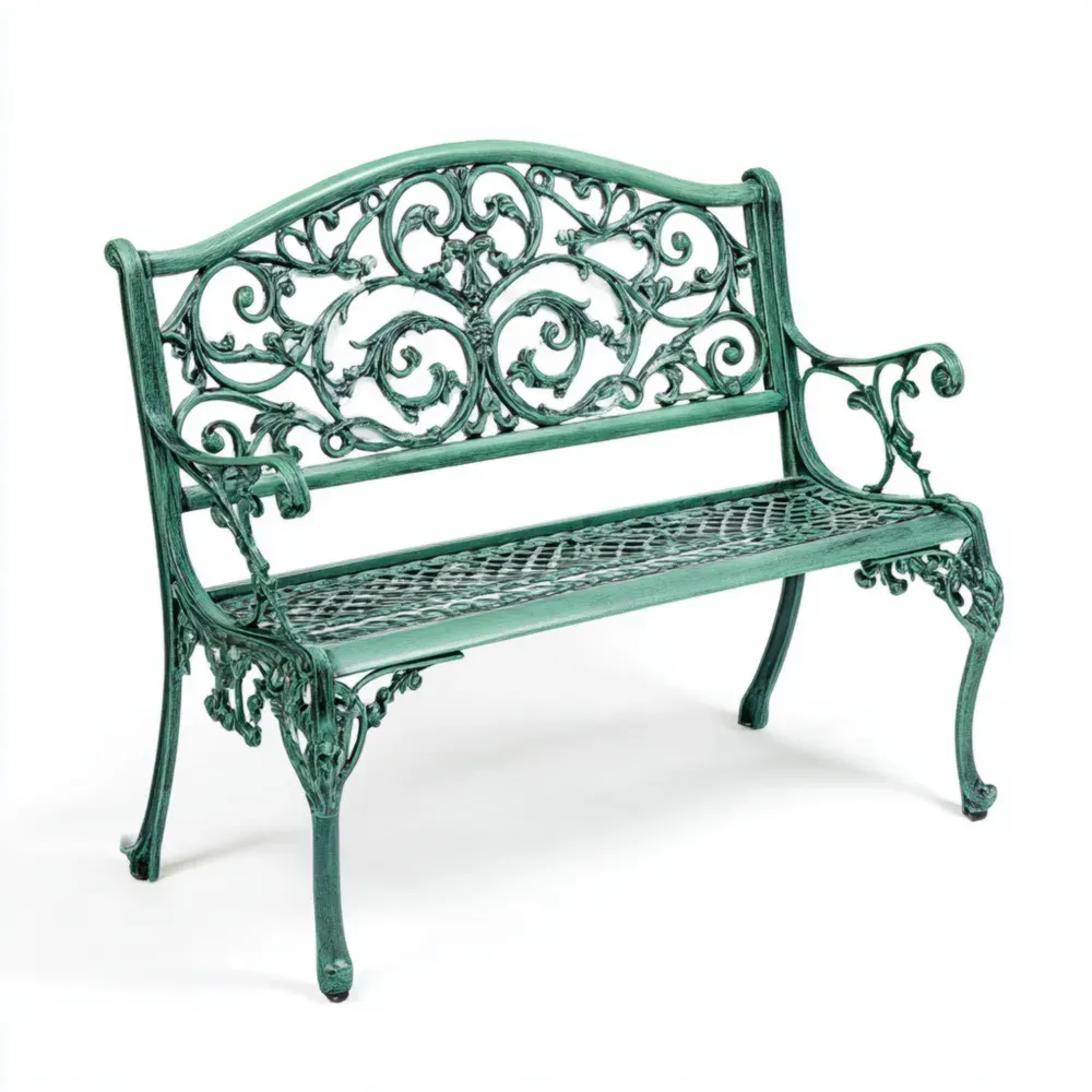 Banco de jardín de hierro forjado estilo clásico 127x58x85 cm Verde-Wynnahome