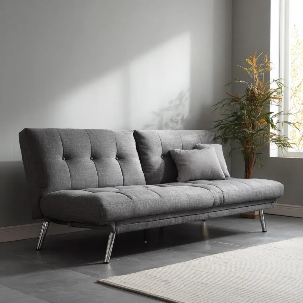 Sofá cama tapizado de tela 190x90x85 cm - Gris - Diseño moderno-Wynnahome