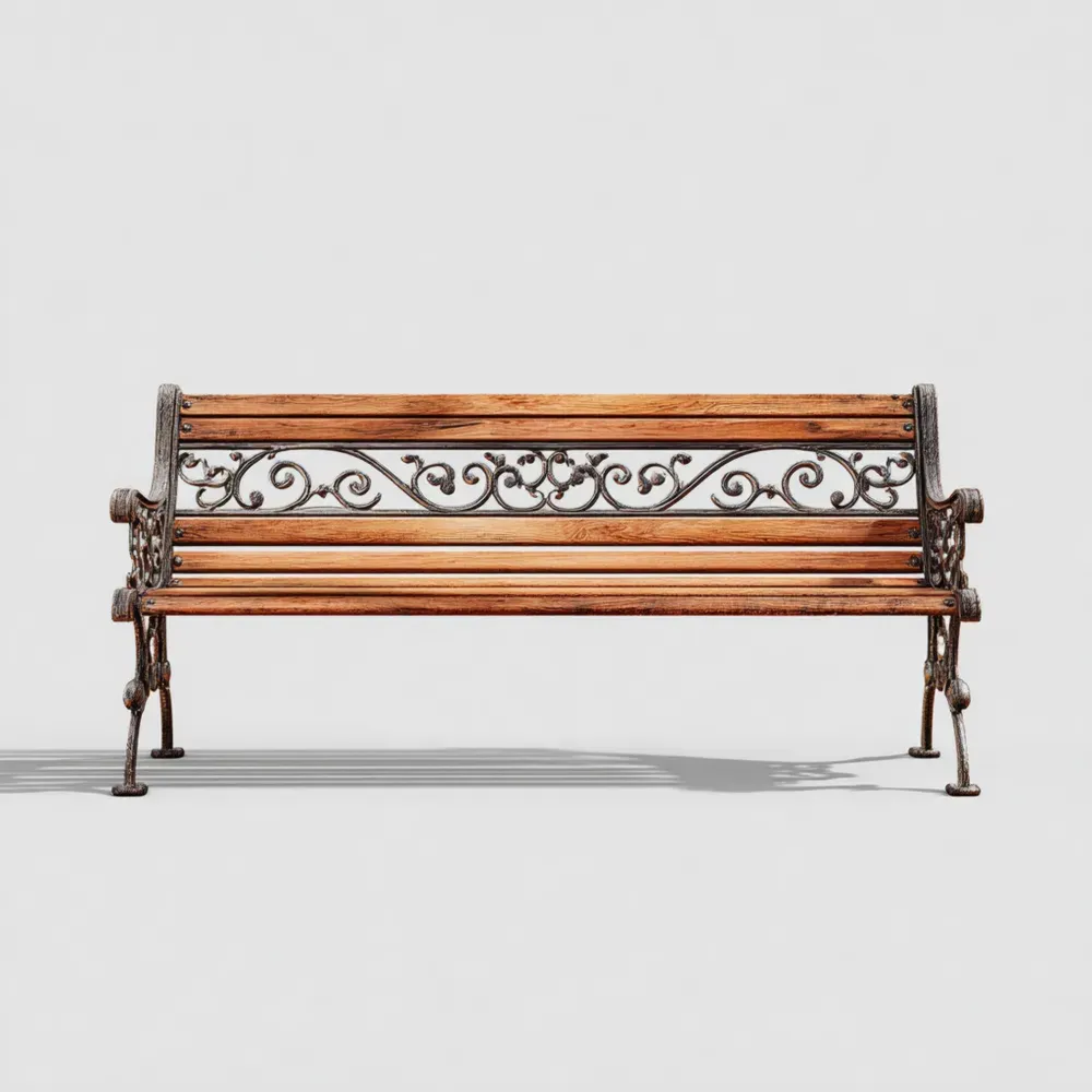 Banco de Jardín de Metal y Madera 125x51x74 cm - Diseño Clásico-Wynnahome