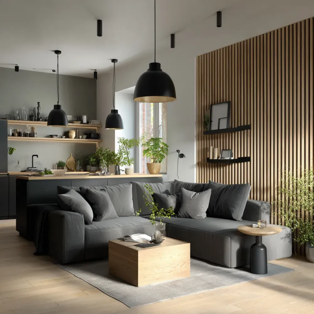 Sofá Seccional Espacioso Tela 280x170x85 cm – Gris Antracita – Diseño Moderno-Wynnahome