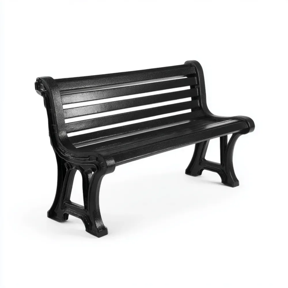 Banco de Jardín Metal Negro 120x55x75 cm – Diseño Clásico-Wynnahome