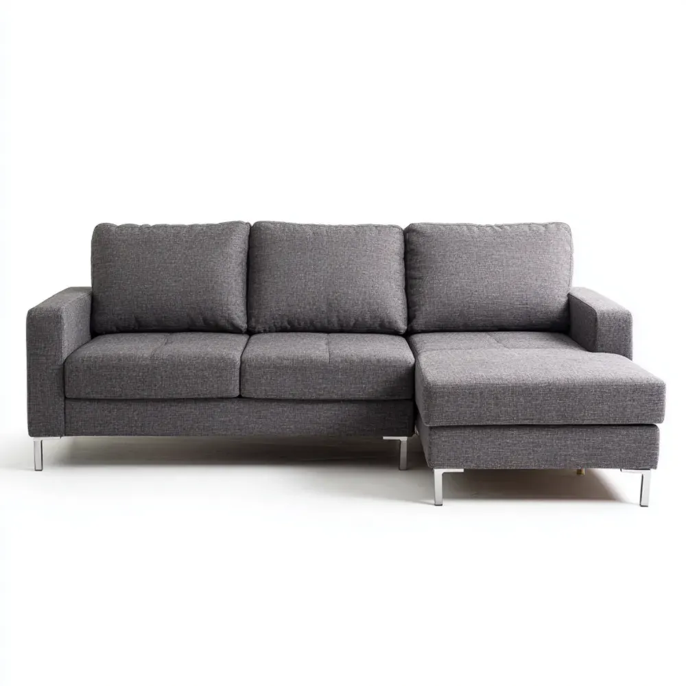 Sofá seccional 250x85x90 cm tapizado en tela – Gris Oscuro – Diseño contemporáneo-Wynnahome