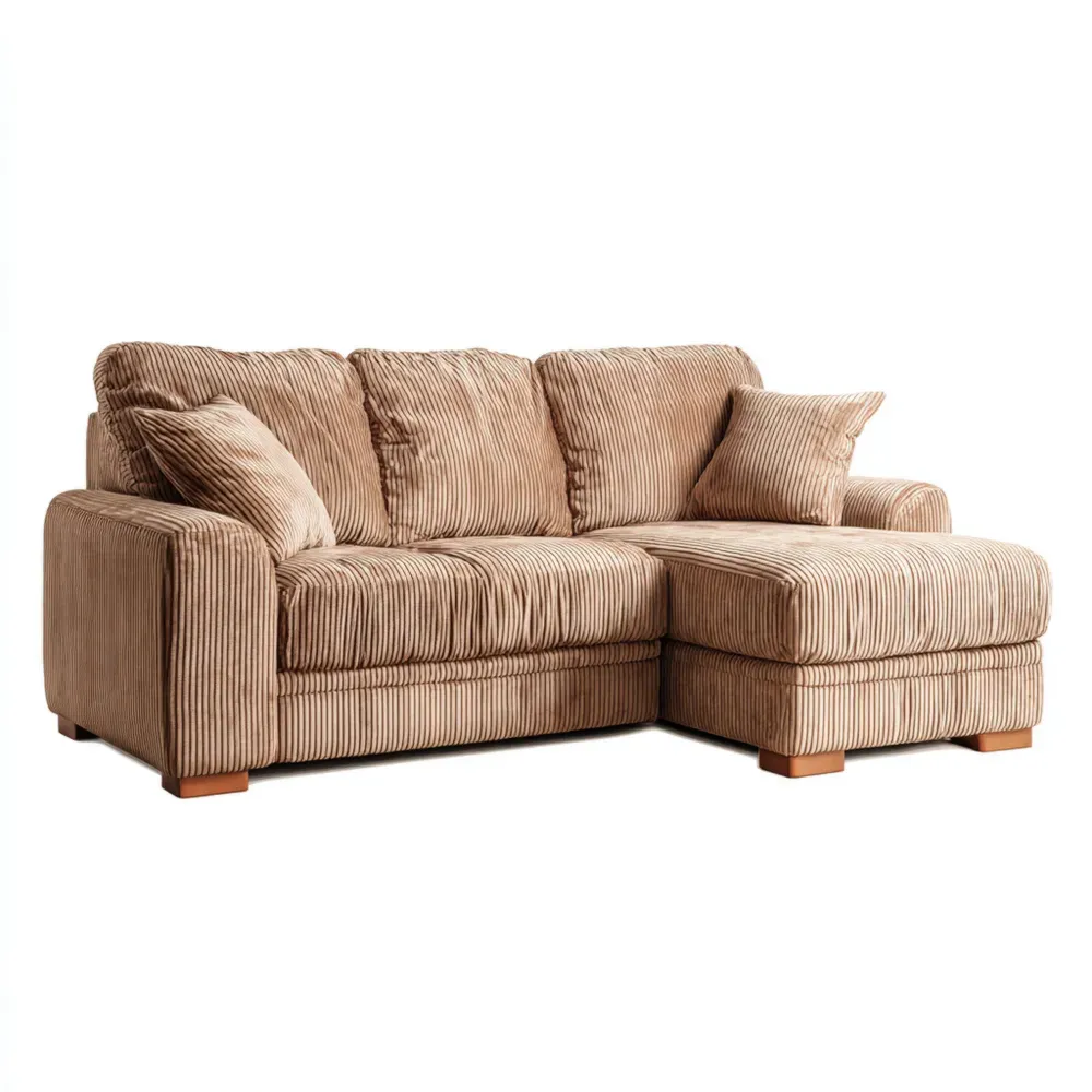 Sofá de Esquina Tapizado en Tela 250x150x85 cm - Marrón - Diseño Contemporáneo-Wynnahome