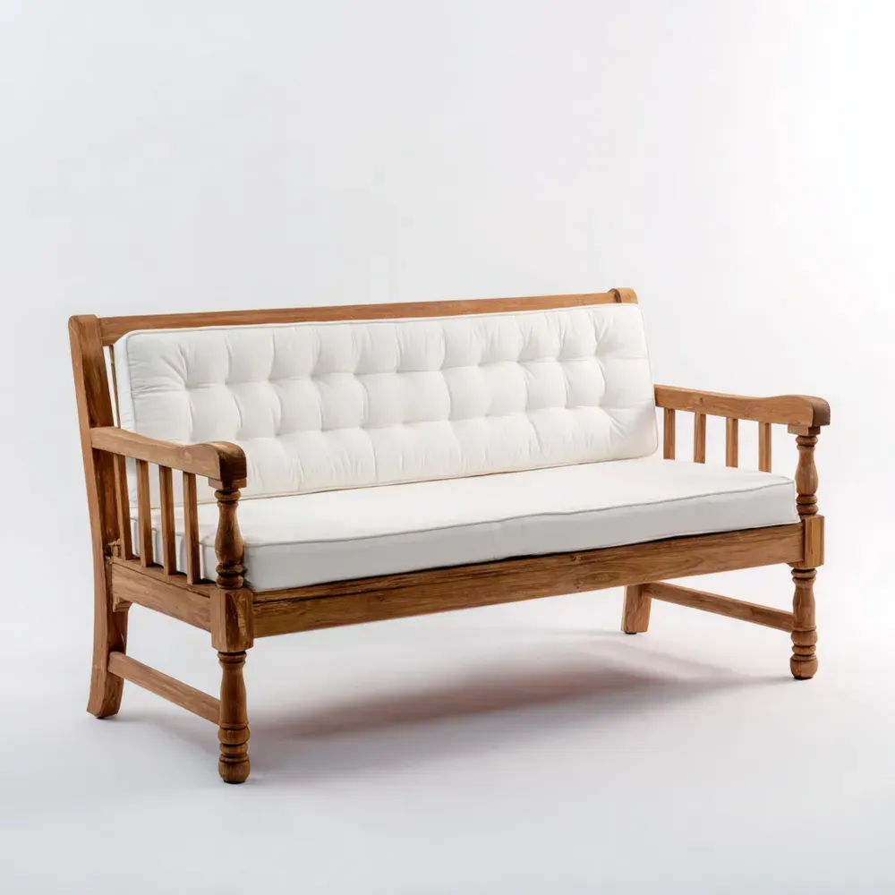 Banco de Jardín Madera Teca 180x70x75 cm – Blanco – Diseño Clásico-Wynnahome