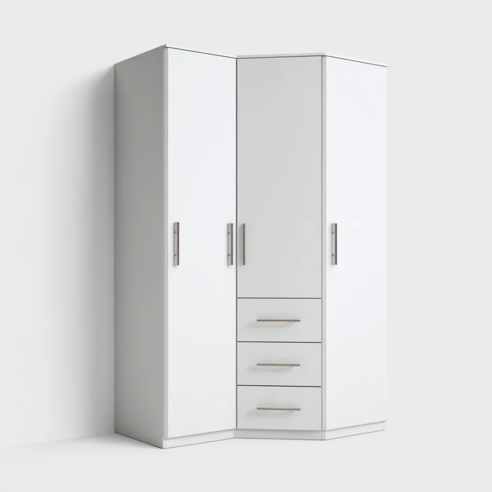 Armario esquinero 180x120x60 cm en Blanco - Diseño moderno-Wynnahome