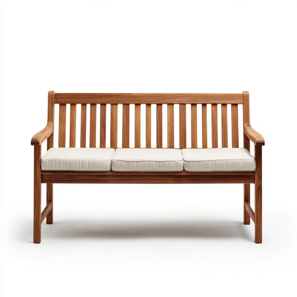 Banco de jardín de madera de teca 150x60x90 cm - Natural/Beige - Diseño clásico-Wynnahome