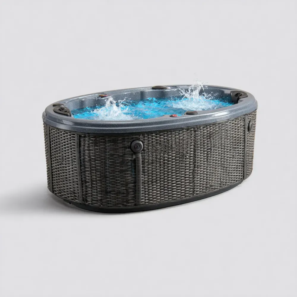 Jacuzzi Exterior Sintético 200x100x70 cm - Gris Oscuro - Diseño Moderno-Wynnahome