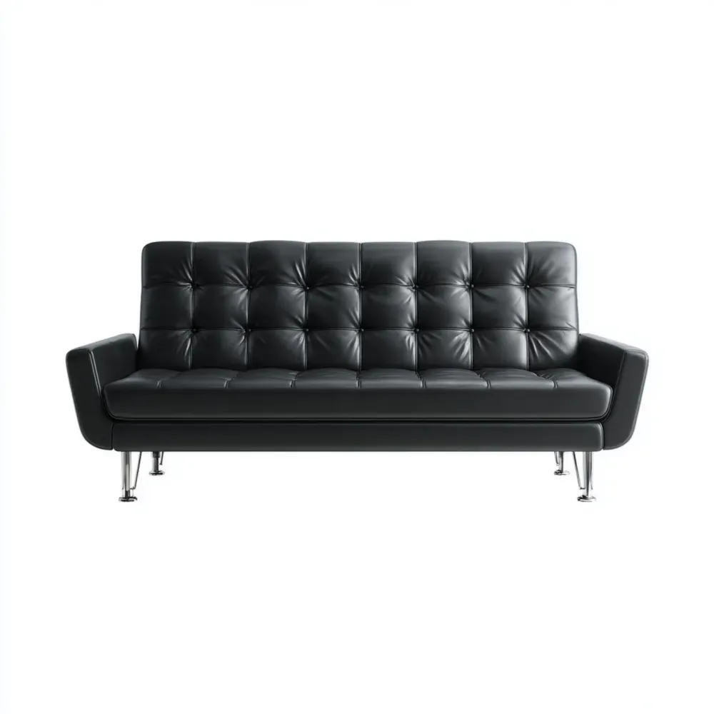 Sofá de piel sintética 200x85x90 cm - Negro - Diseño moderno-Wynnahome
