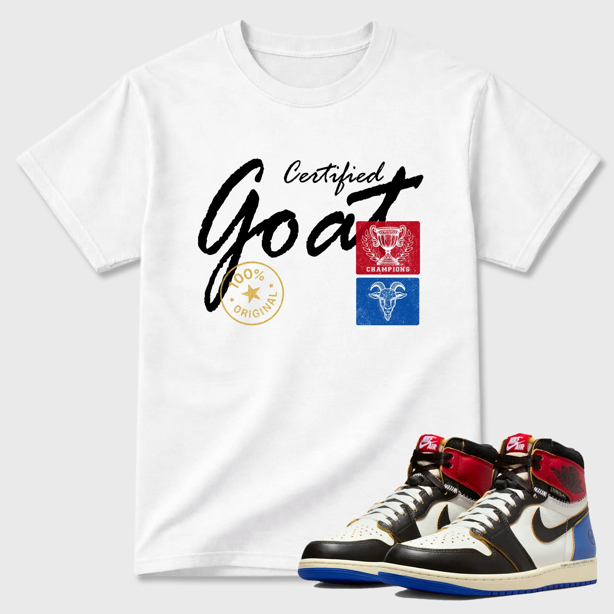 Certified Goat SNRT Sneaker Tees - Air Jordan 1 Union x Fragment