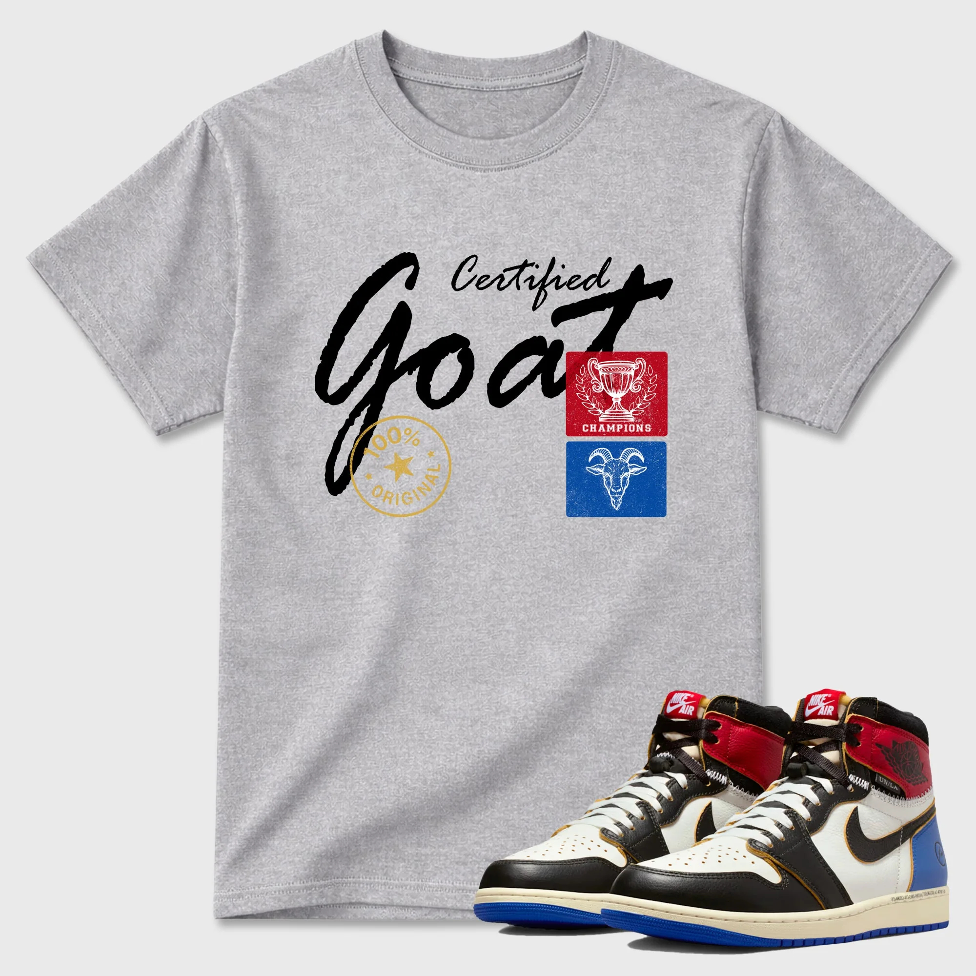 Certified Goat SNRT Sneaker Tees - Air Jordan 1 Union x Fragment