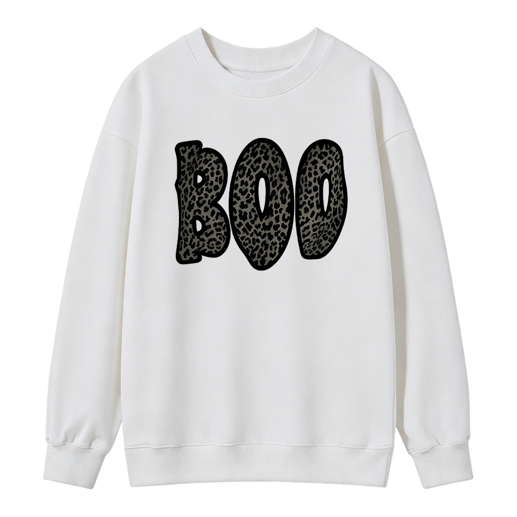 Cheetah Boo Sweatshirt – Cute Leopard Print Ghost Halloween Graphic Crewneck, Cozy Fall Sand Pullover