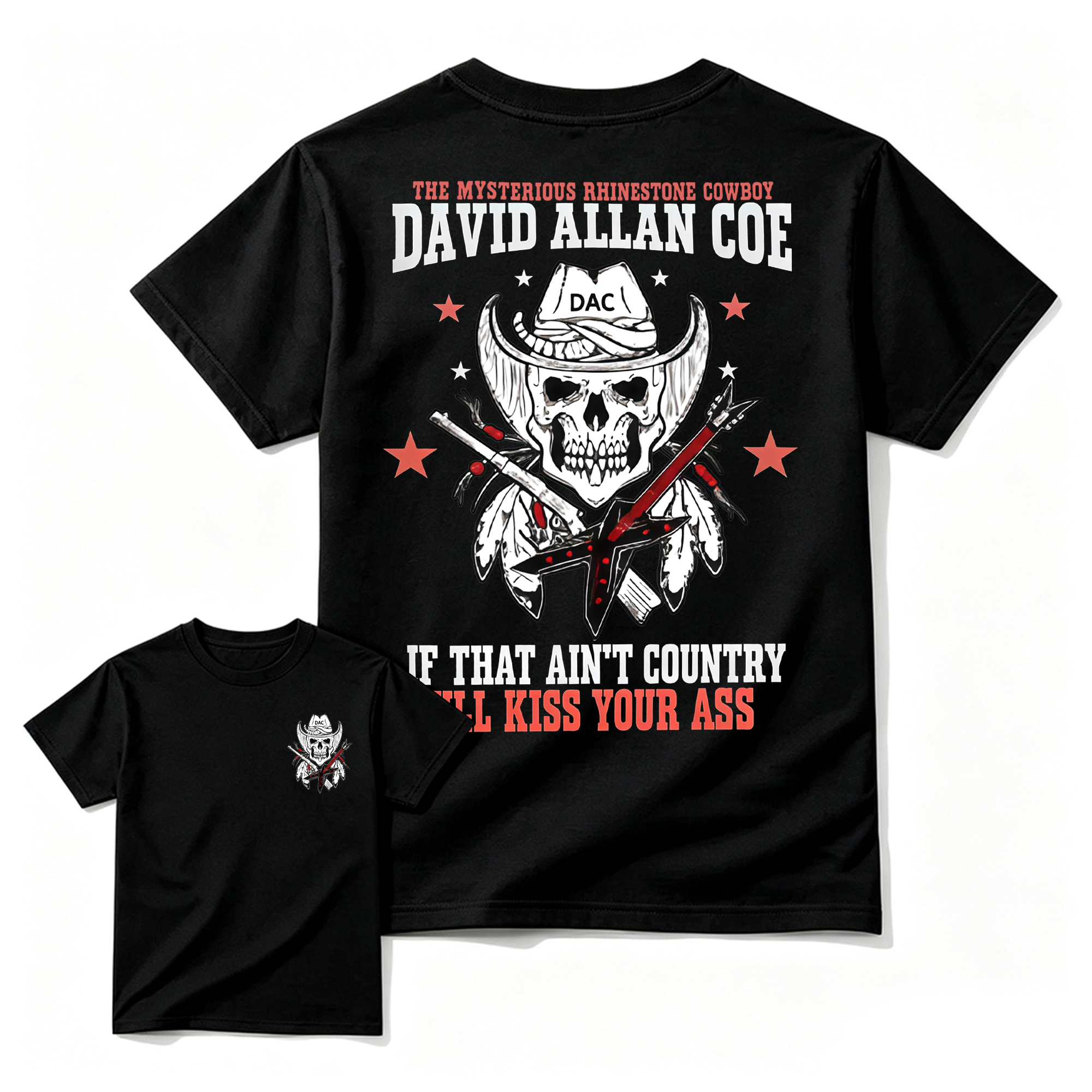 David Allan Coe Skull & Cowboy Guitar Graphic Tee – Outlaw Country Legend Limited Edition Shirt 