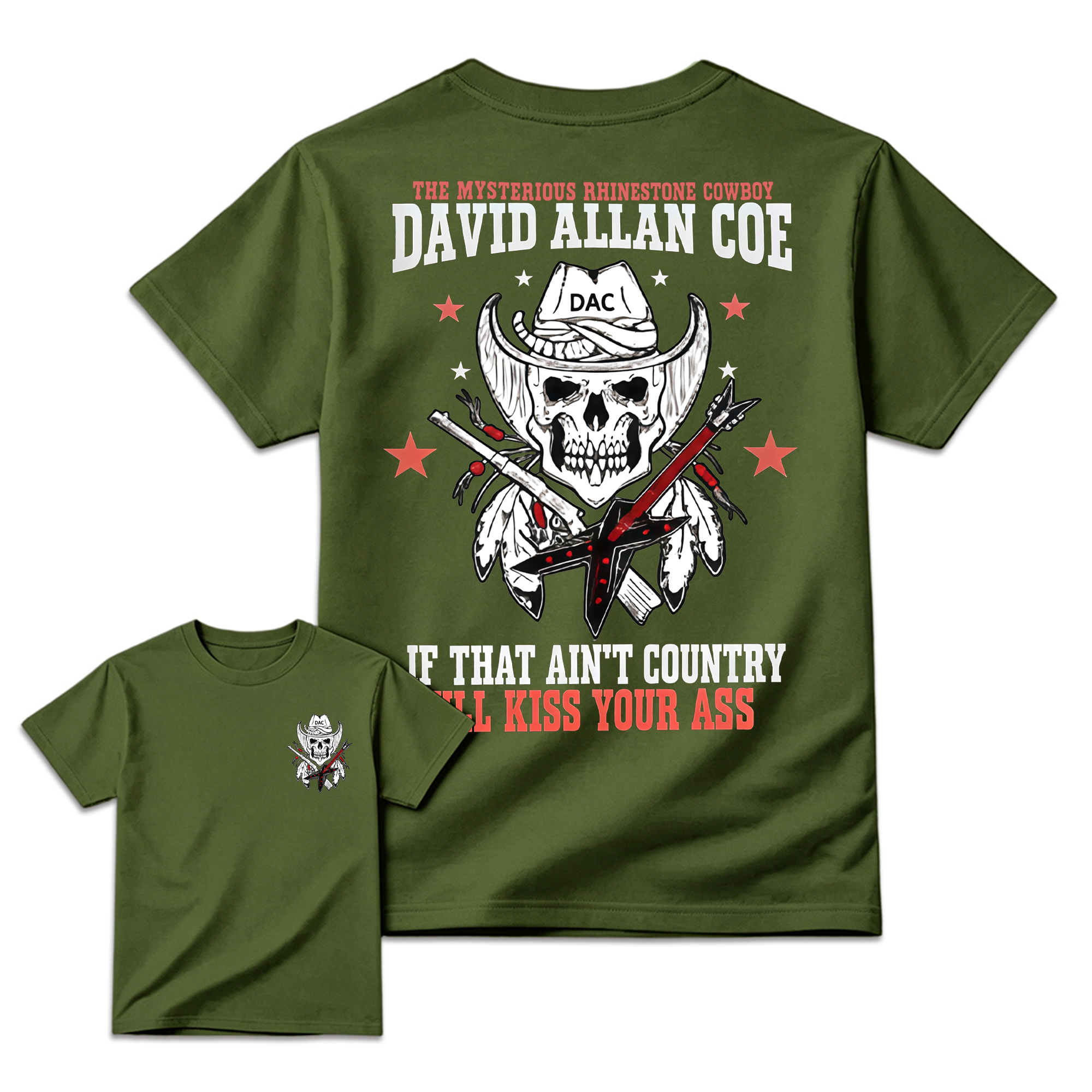 David Allan Coe Skull & Cowboy Guitar Graphic Tee – Outlaw Country Legend Limited Edition Shirt 