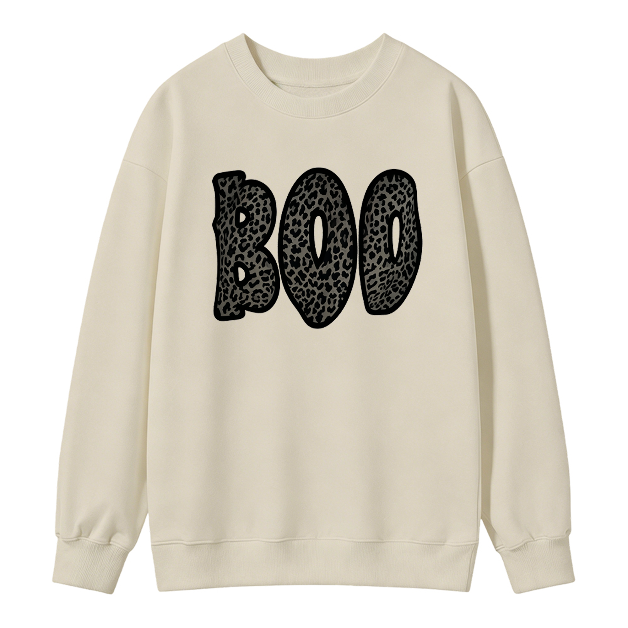 Cheetah Boo Sweatshirt – Cute Leopard Print Ghost Halloween Graphic Crewneck, Cozy Fall Sand Pullover