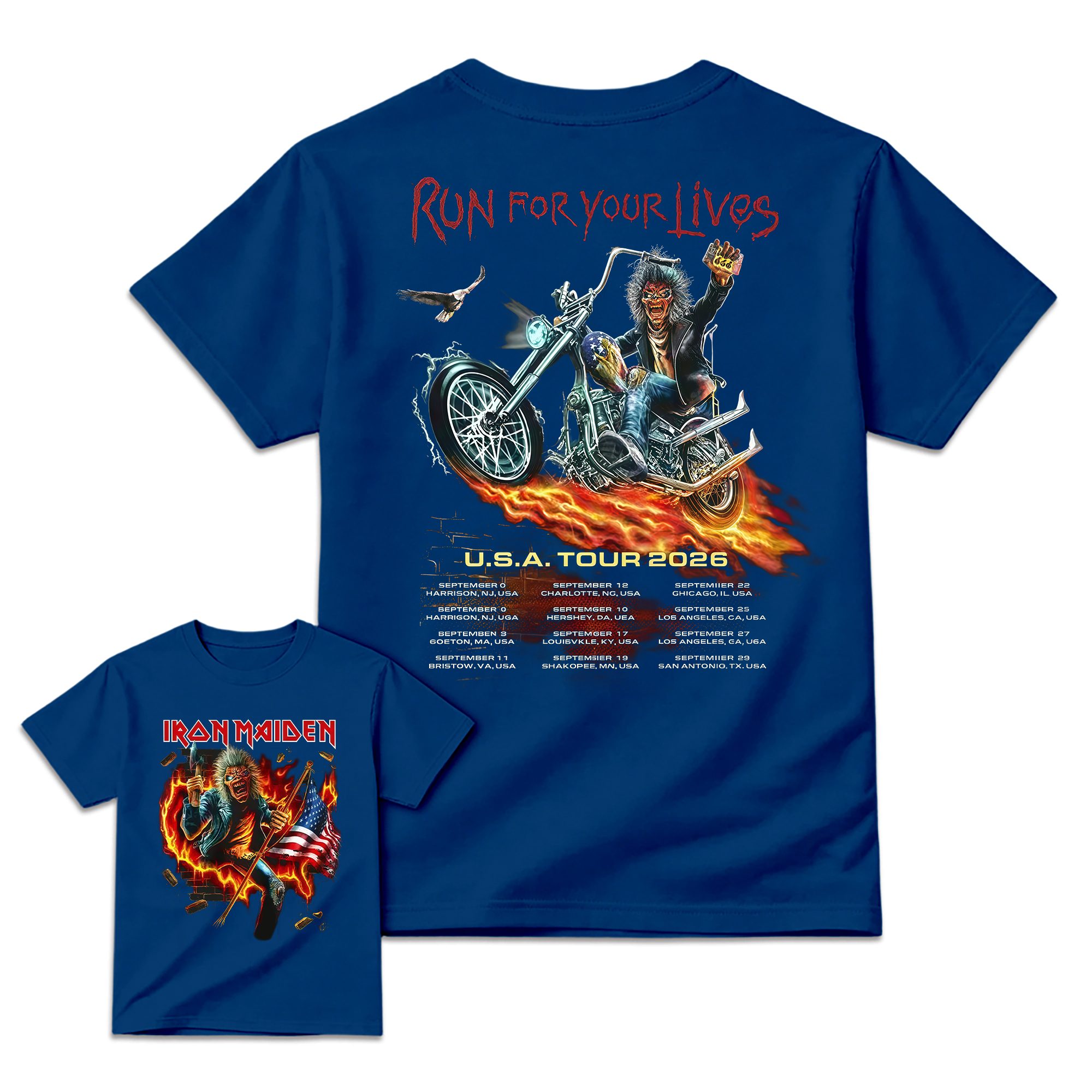 2026 "Run For Your Lives" Heavy Metal Biker Graphic Music T-Shirt