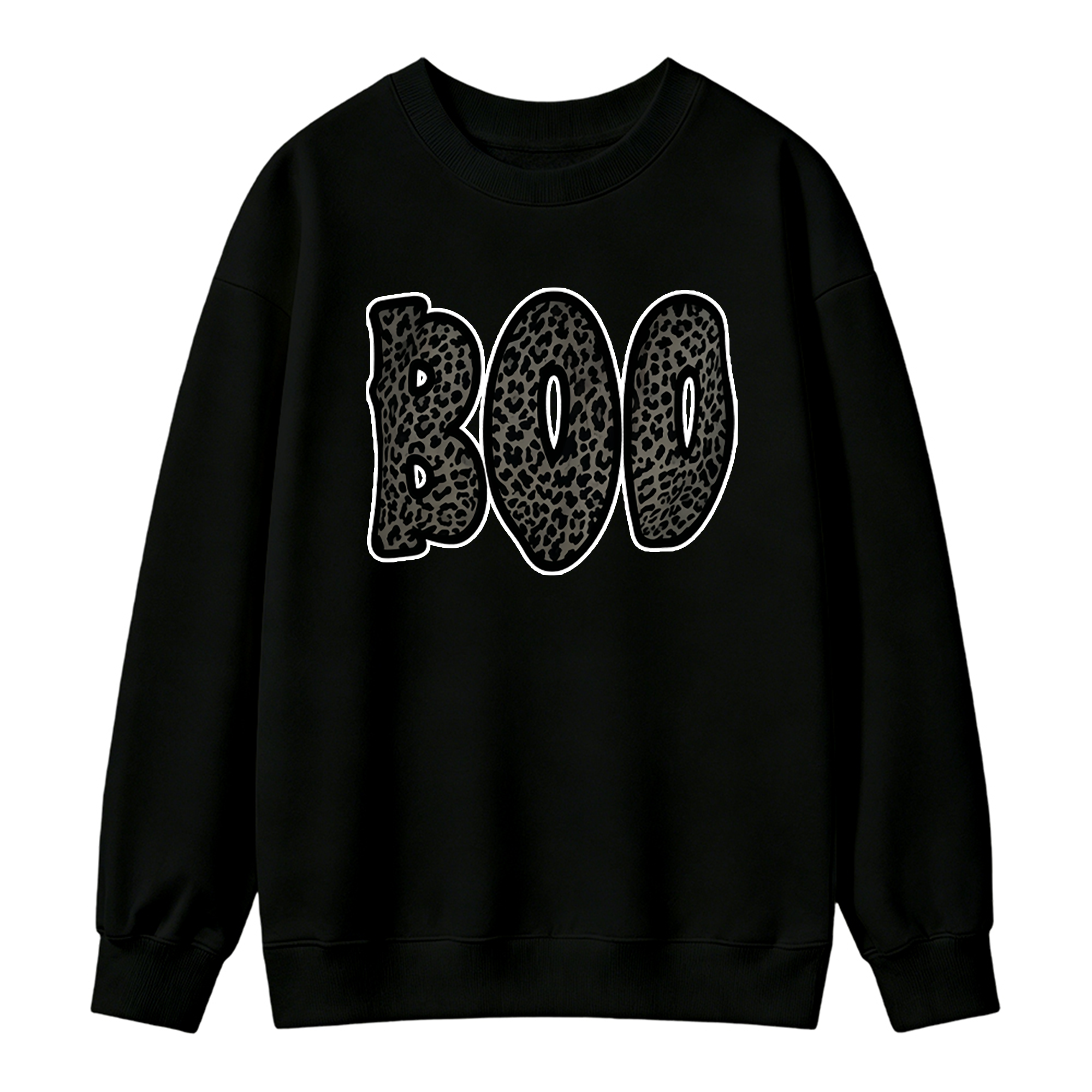 Cheetah Boo Sweatshirt – Cute Leopard Print Ghost Halloween Graphic Crewneck, Cozy Fall Sand Pullover