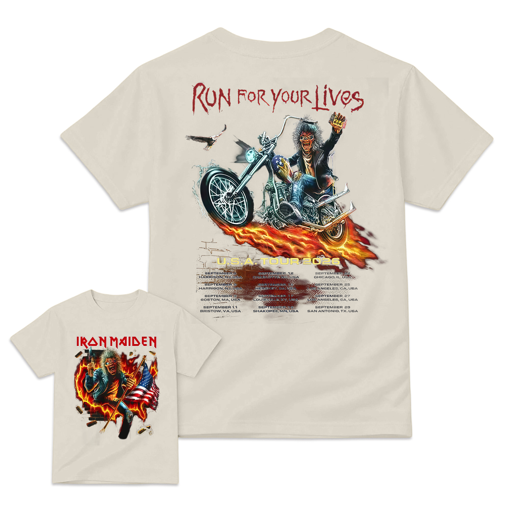 2026 "Run For Your Lives" Heavy Metal Biker Graphic Music T-Shirt
