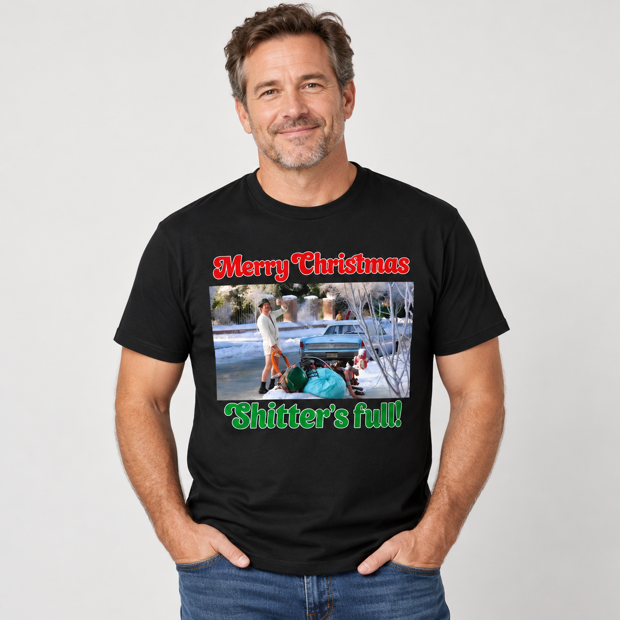 "Sh1tt3r's Full!" Funny Christmas T-Shirt, Holiday Movie Parody Tee