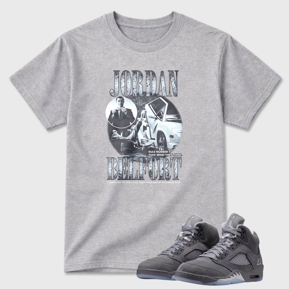 Jordan Brettport Movie Poster Design Sneaker T Shirt Matching Air Jordan 5 Wolf Grey