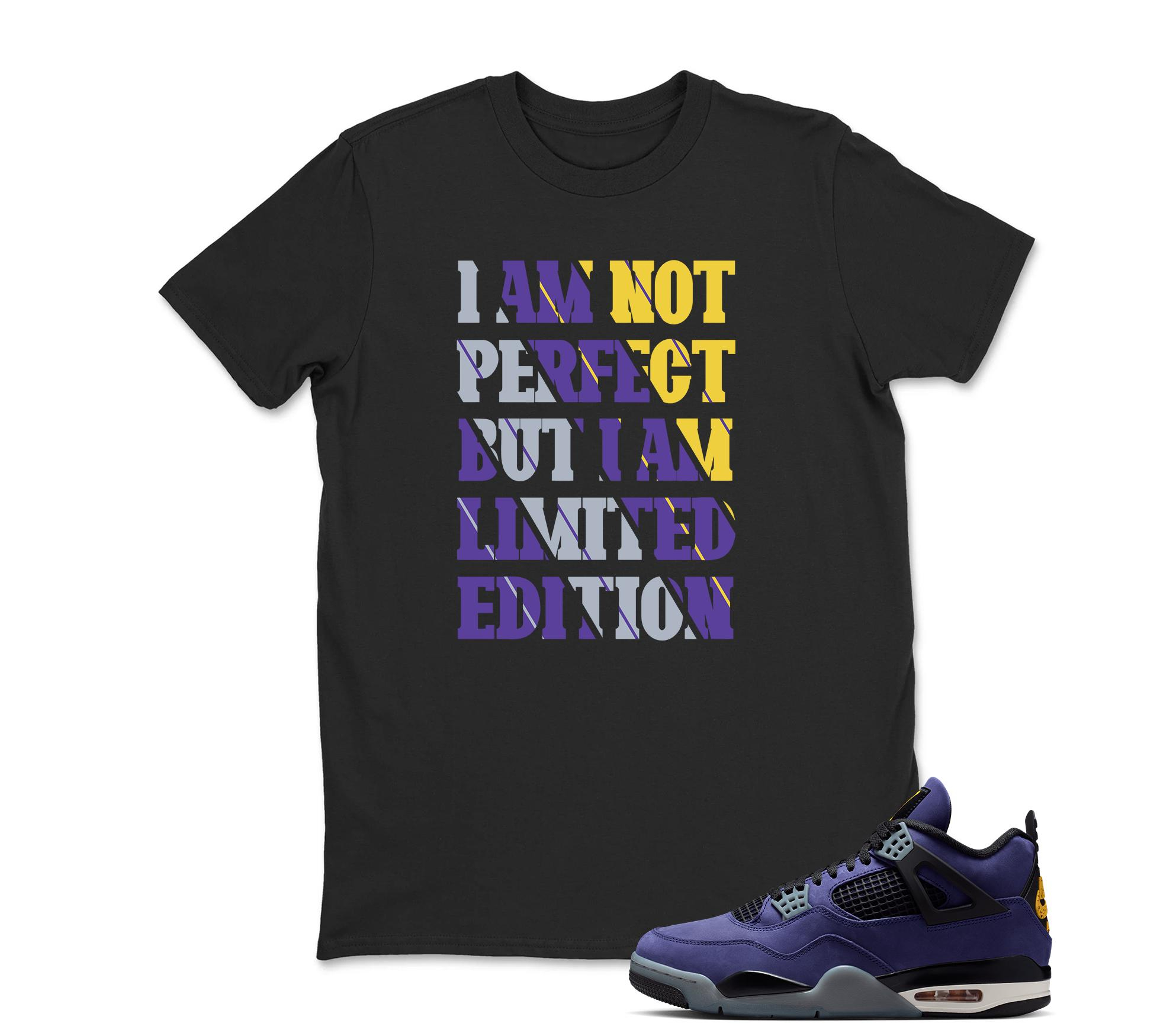 I Am Not Perfect Sneaker Shirt Black to Match Jordan 4 Imperial Purple