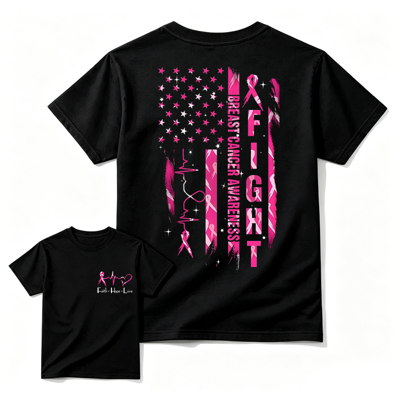 Women's Breast Cancer Awareness Graphic T-Shirt with Pink Ribbon & "Empowerment" Design