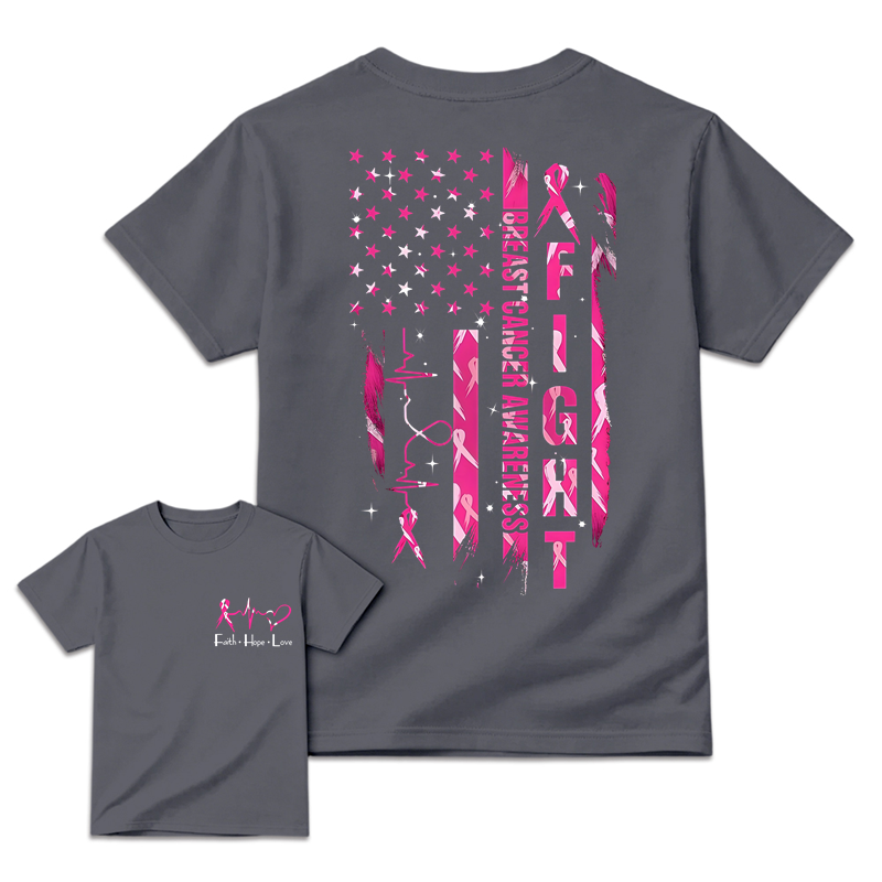 Women's Breast Cancer Awareness Graphic T-Shirt with Pink Ribbon & "Empowerment" Design