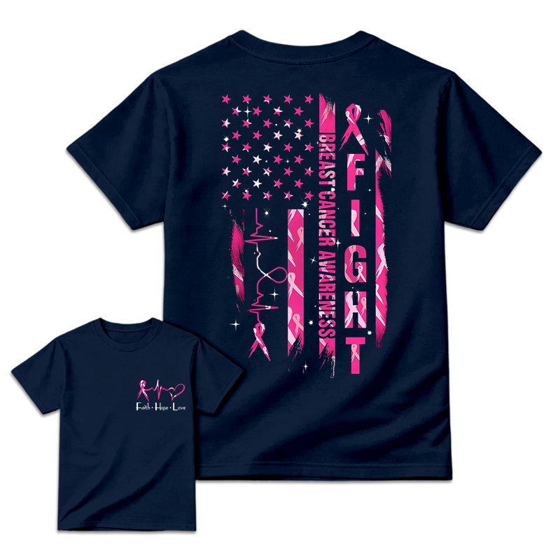 Women's Breast Cancer Awareness Graphic T-Shirt with Pink Ribbon & "Empowerment" Design