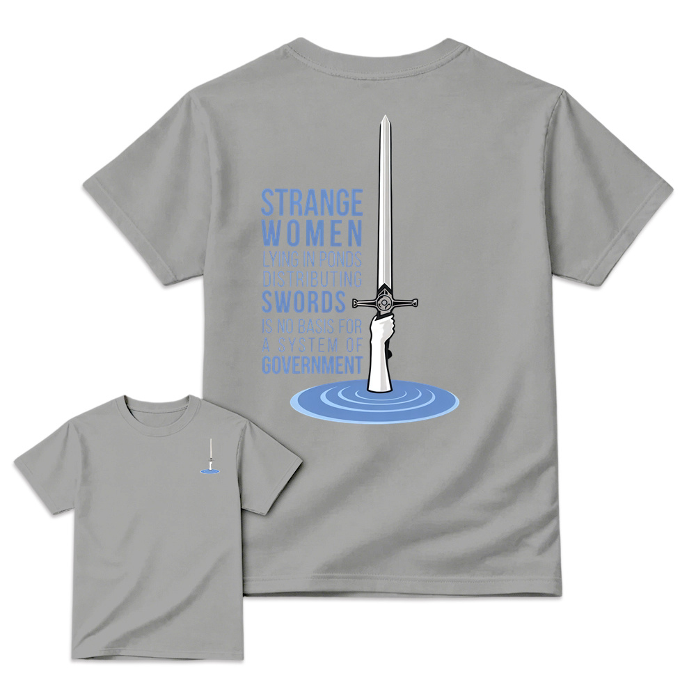 Strange Women Distributing Swords Shirt, Classic British Comedy Movie Inspired T-Shirt, Retro Medieval Humor Graphic Tee, Funny  Quote Apparel, Two Sided Casual Cotton Shirt, Gift for Film Fans