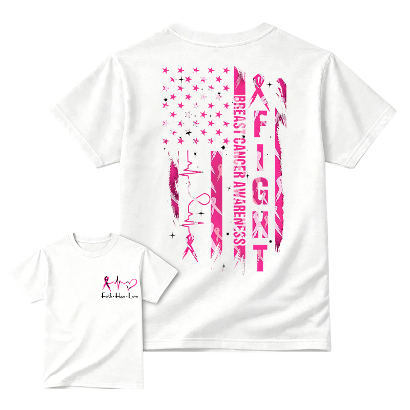 Women's Breast Cancer Awareness Graphic T-Shirt with Pink Ribbon & "Empowerment" Design